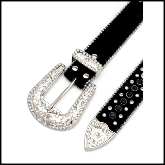 Rhinestone Studded Western Leather Belt Y2K Goth Punk Rock Designer Accessory main image 5